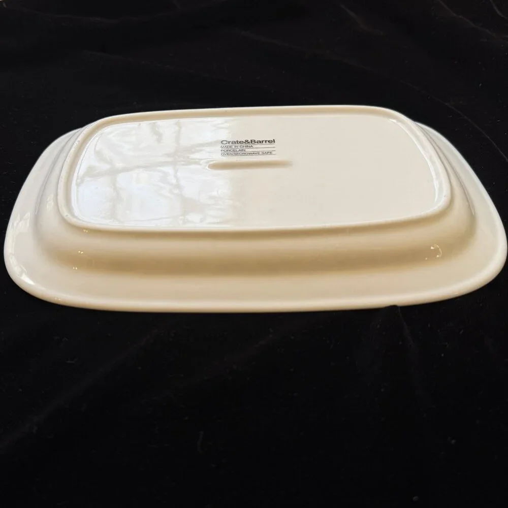 White Crate & Barrel set of 2 Rectangle Serving Dishes Stoneware 13